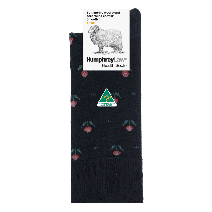 Humphrey Law Ladies 60% Fine Merino Wool Tulip Pattern Health Sock