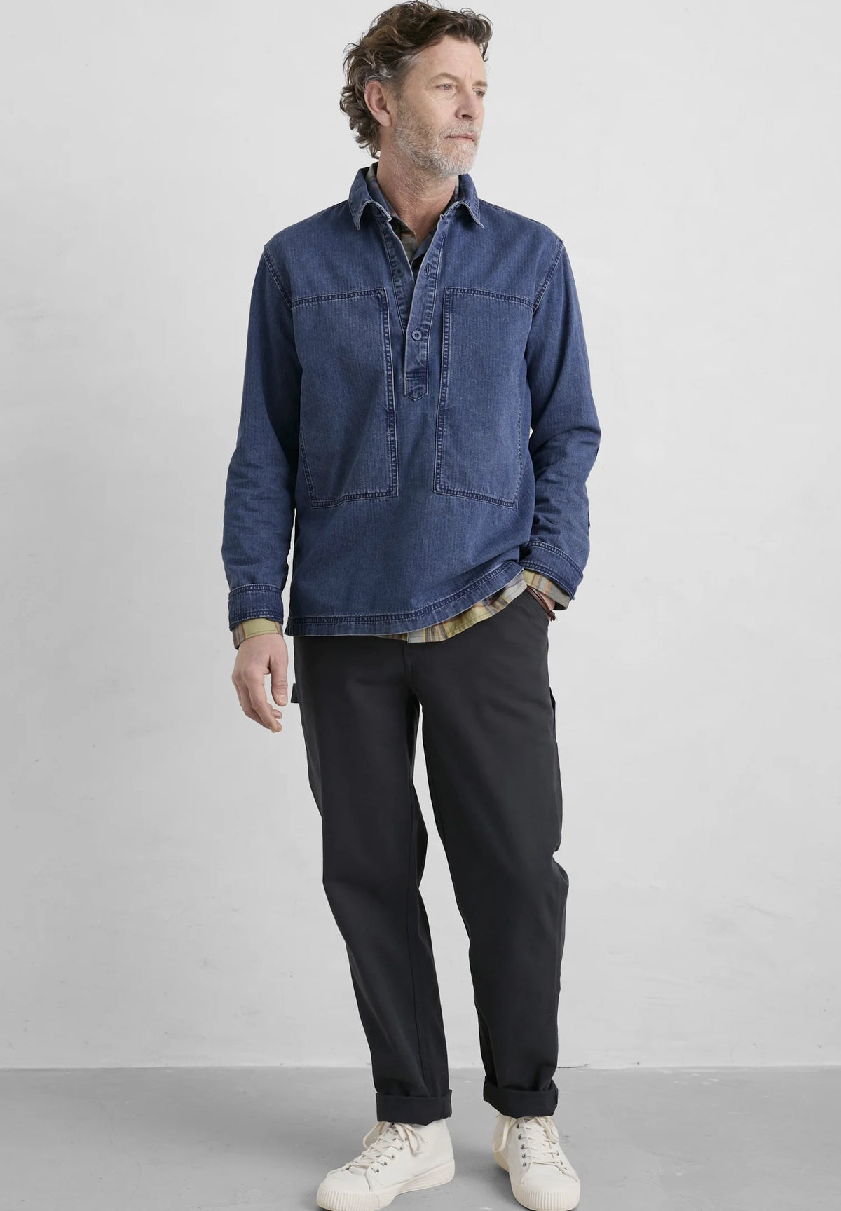 Seasalt Cornwall Men's Hawser Shirt Dark Mid Indigo Wash
