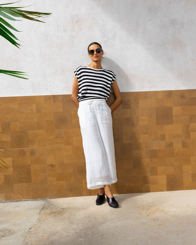 Teresa Top in Black and White Stripe
