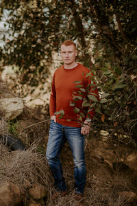 Fields Merino Crew Neck Jumper in Rust FL840