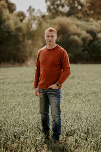 Fields Merino Crew Neck Jumper in Rust FL840
