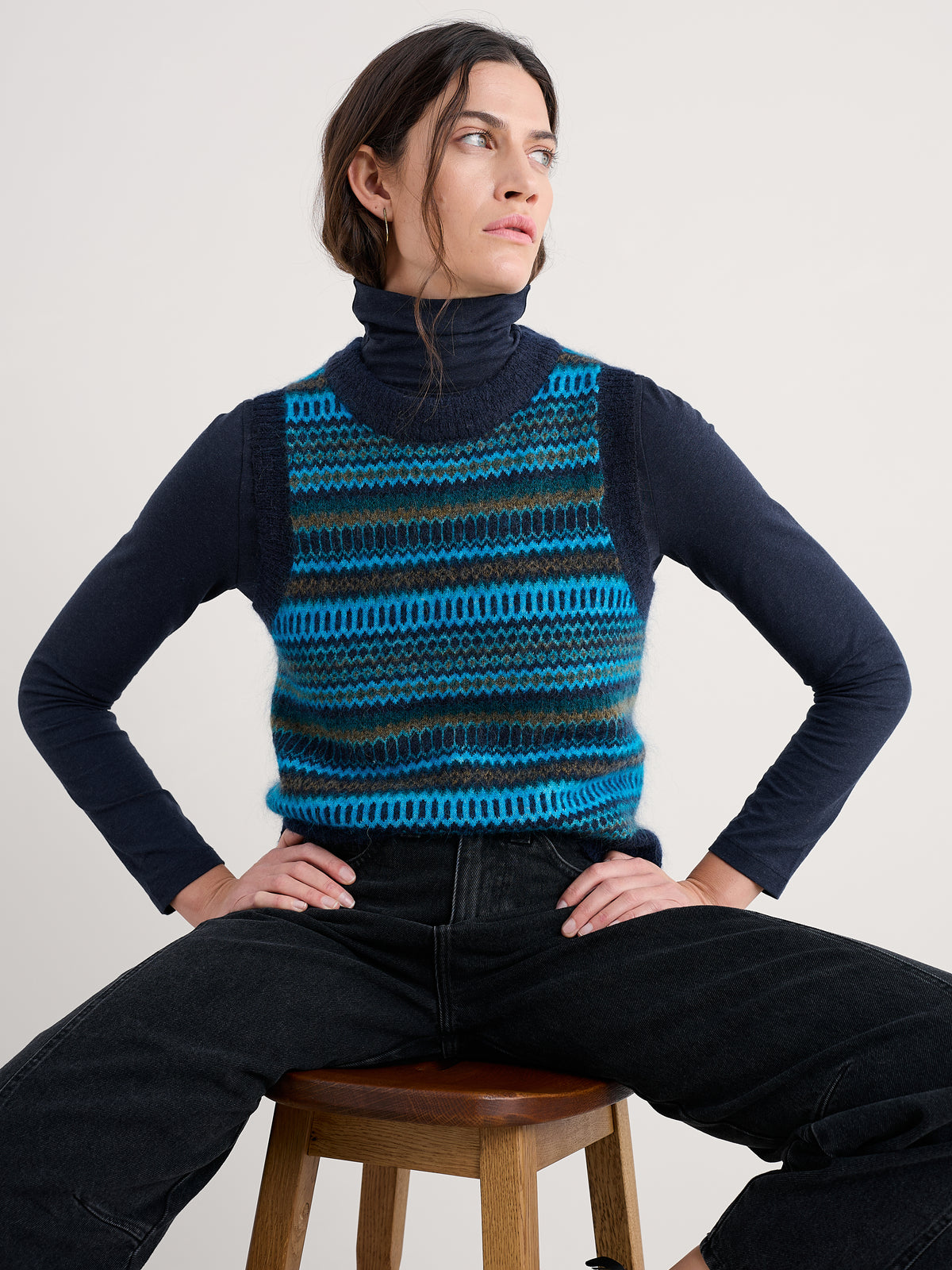 Seasalt Annik Vest in Modernist Cyan Multi