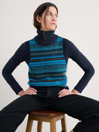 Seasalt Annik Vest in Modernist Cyan Multi