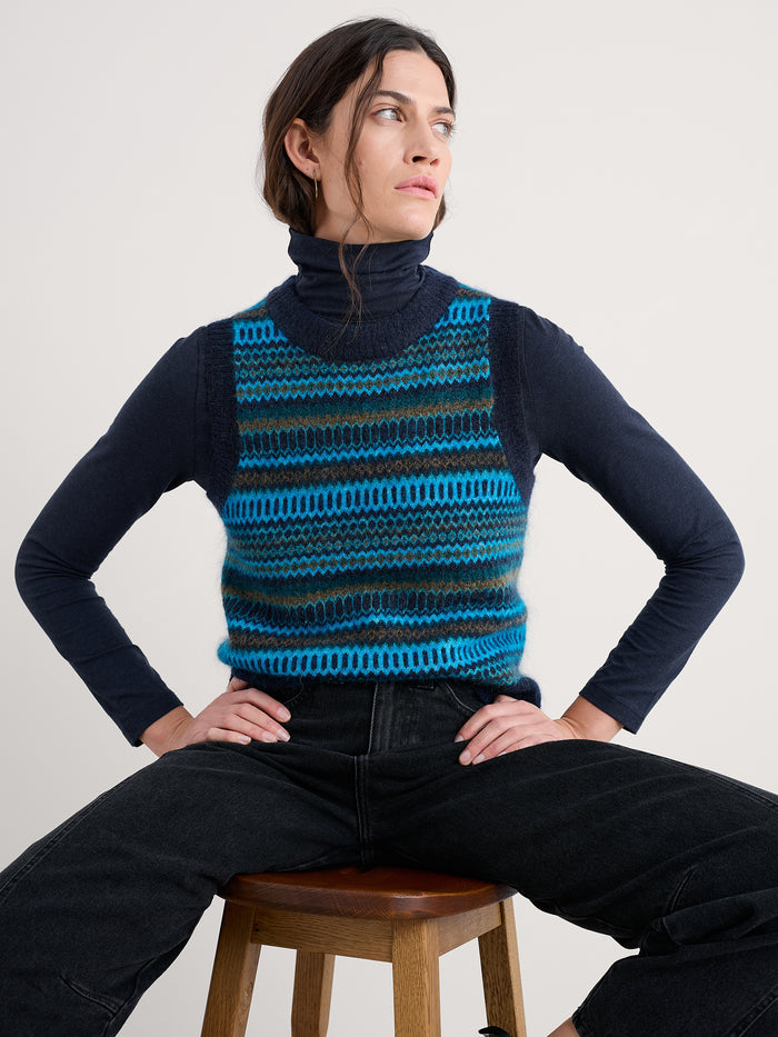 Seasalt Annik Vest in Modernist Cyan Multi