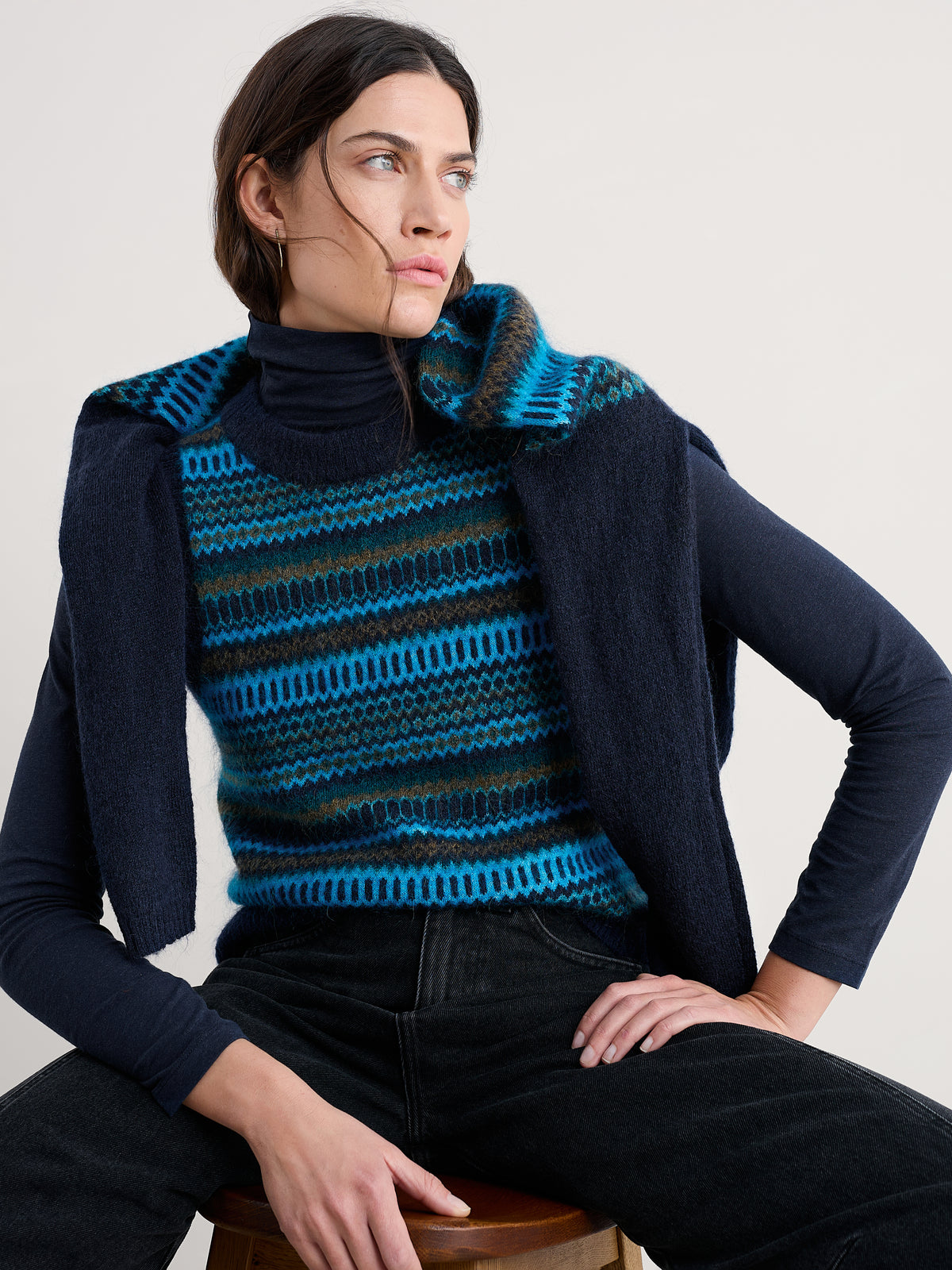 Seasalt Annik Vest in Modernist Cyan Multi