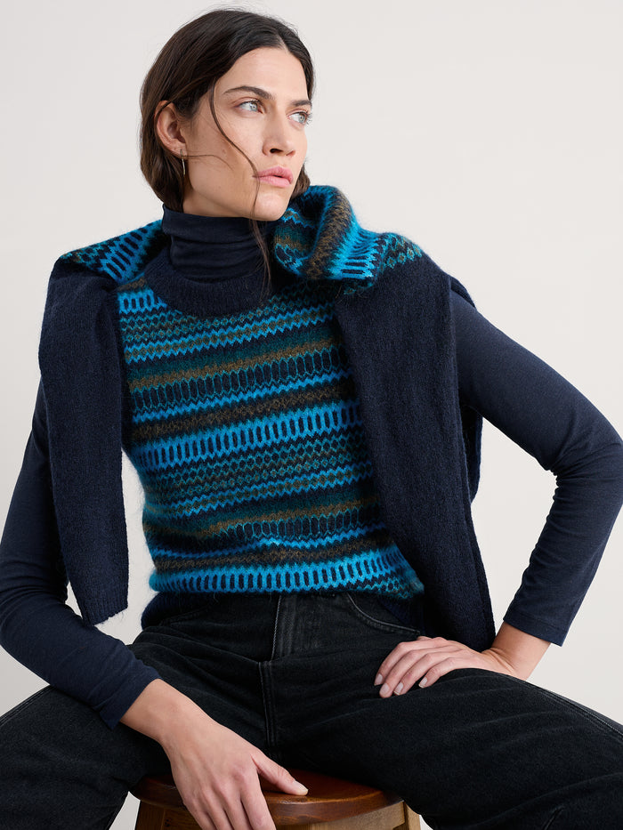 Seasalt Annik Vest in Modernist Cyan Multi