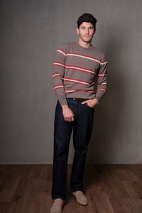 Crew Neck Stripe Pullover in Iced Coffee Combo BL6503