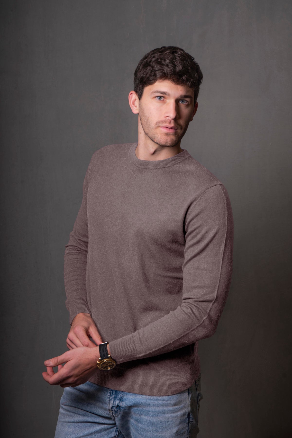 Bridge & Lord Crew Neck Pullover in Iced Coffee BL6511