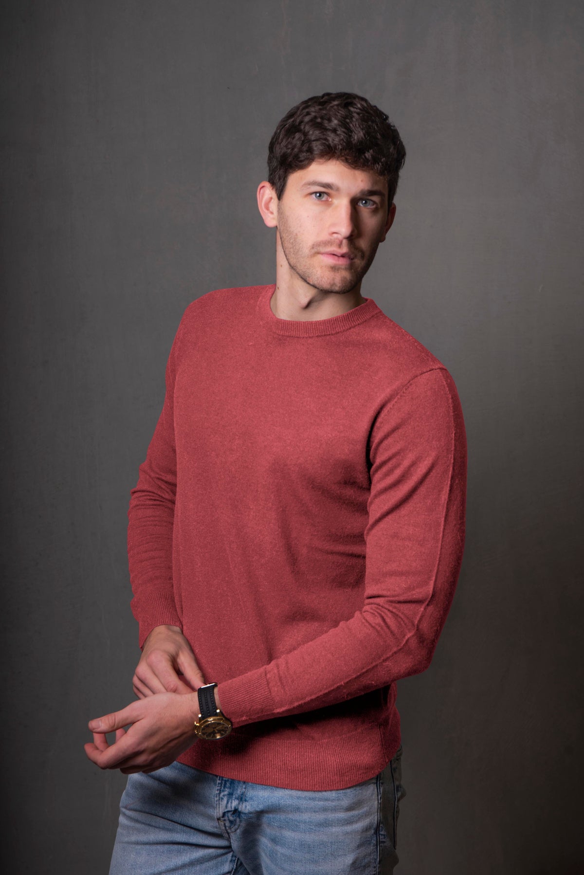 Bridge & Lord Crew Neck Pullover in Terracotta BL6511