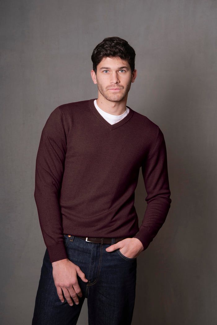 Bridge & Lord Vee Neck Pullover in Bark BL6512