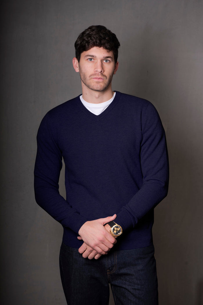 Bridge & Lord Vee Neck Pullover in Inky Blue BL6512