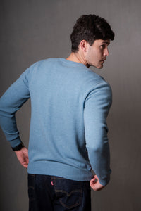Bridge & Lord Vee Neck Pullover in Steel Blue BL6512