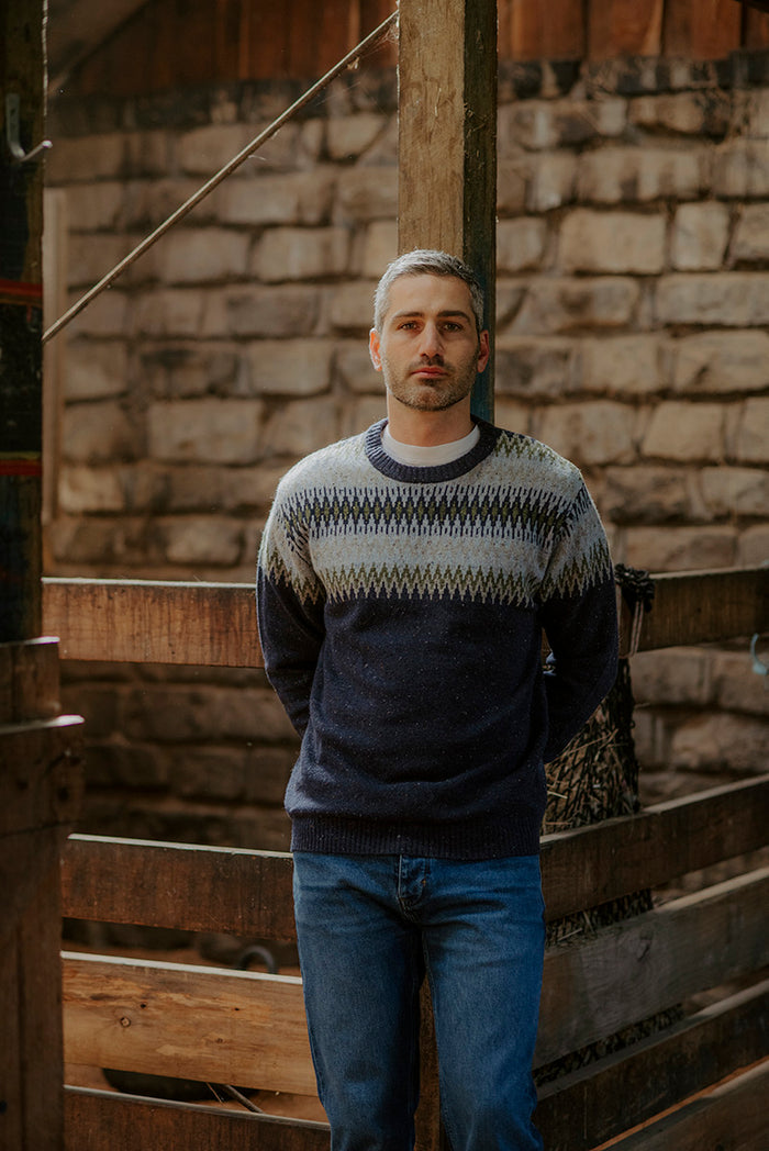 Crew Neck Fair Isle Pullover in Marco Combo BL6515A