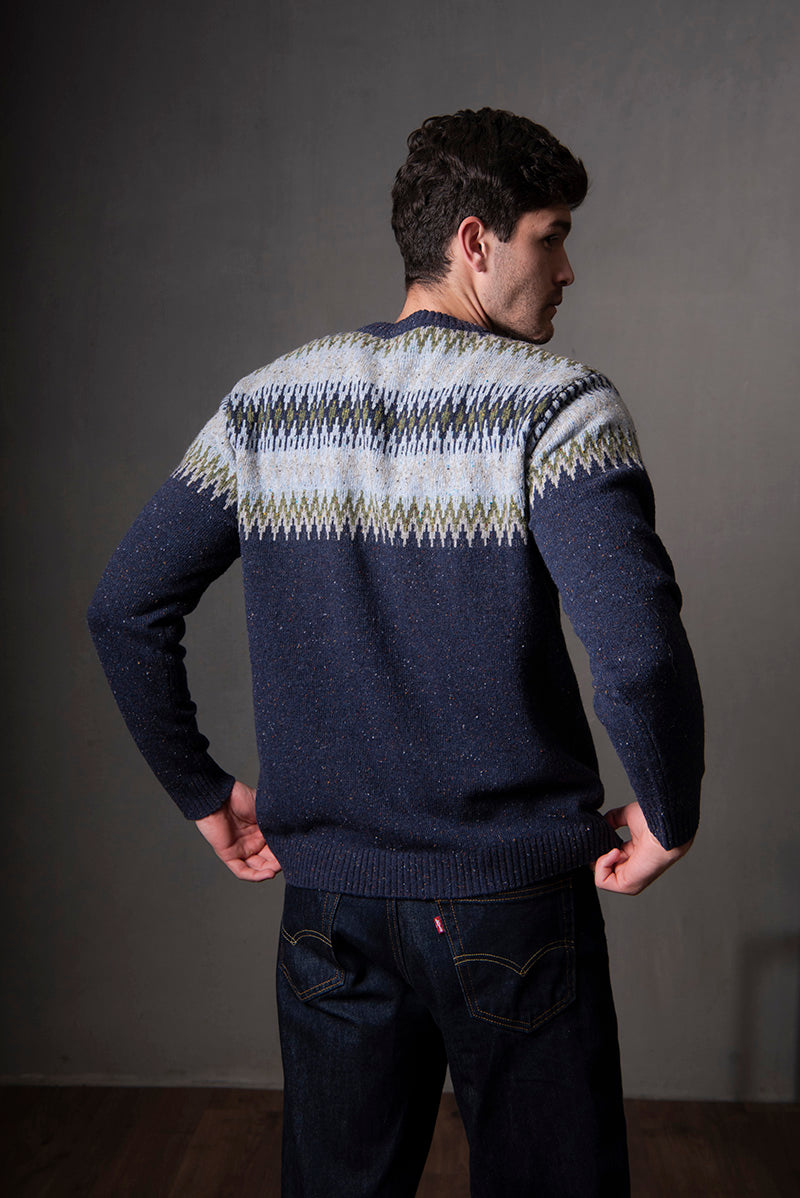 Crew Neck Fair Isle Pullover in Marco Combo BL6515A