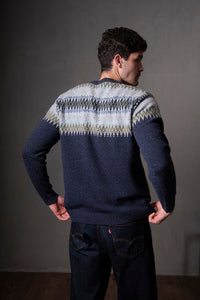 Crew Neck Fair Isle Pullover in Marco Combo BL6515A