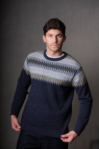 Crew Neck Fair Isle Pullover in Marco Combo BL6515A