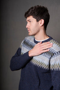 Crew Neck Fair Isle Pullover in Marco Combo BL6515A