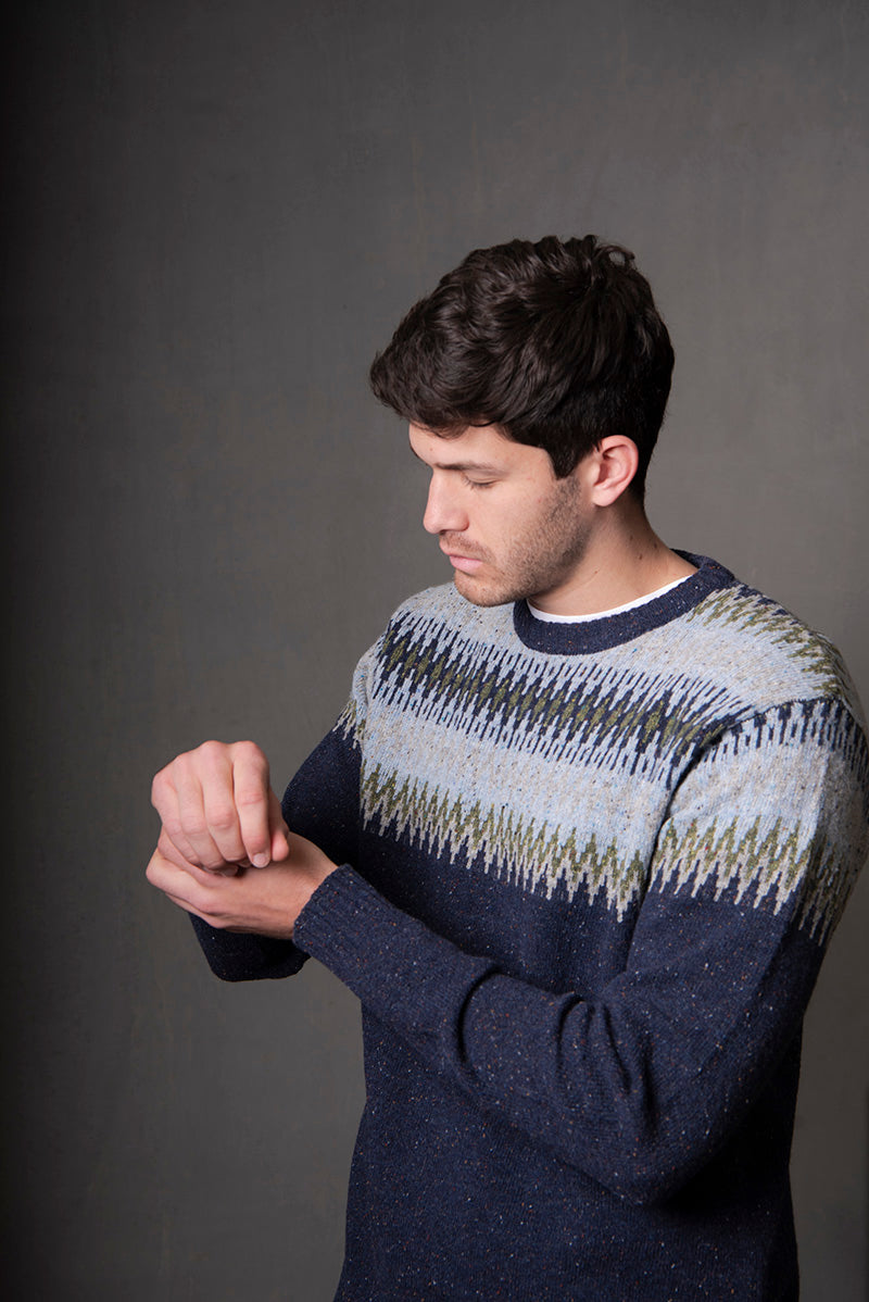 Crew Neck Fair Isle Pullover in Marco Combo BL6515A