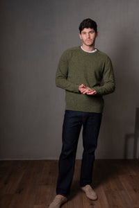 Crew Neck Saddle Shoulder Pullover in Killarney Flecked Yarn BL6517A