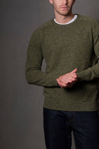 Crew Neck Saddle Shoulder Pullover in Killarney Flecked Yarn BL6517A