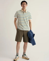 Seasalt Men's Balefire Stripe Polo Duet Breton Grasshopper