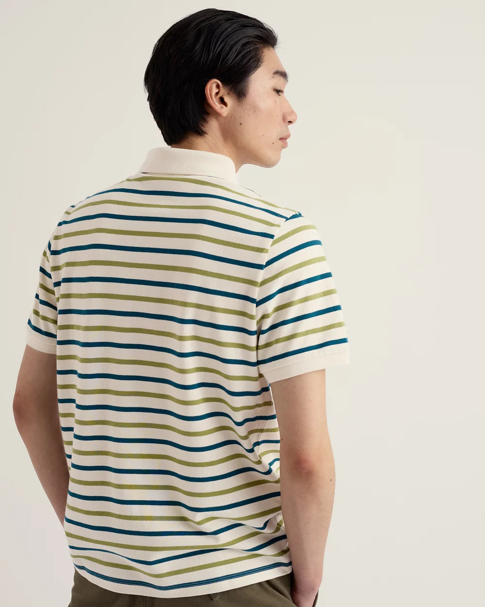 Seasalt Men's Balefire Stripe Polo Duet Breton Grasshopper