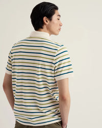 Seasalt Men's Balefire Stripe Polo Duet Breton Grasshopper