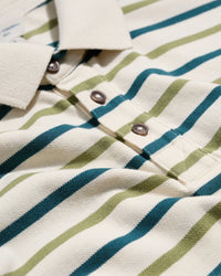 Seasalt Men's Balefire Stripe Polo Duet Breton Grasshopper