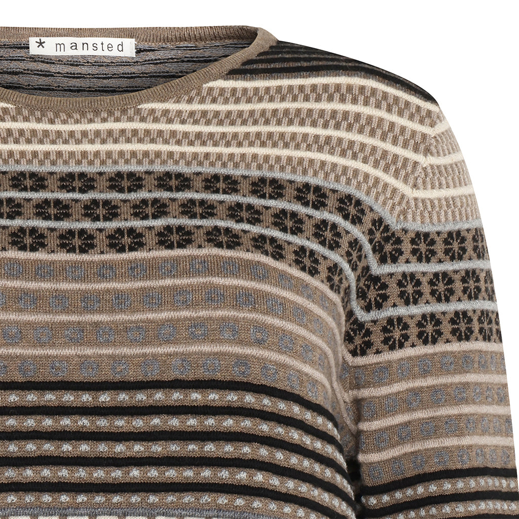 Mansted Bebe M/C Maze Crew Neck Jumper in Denim or Walnut