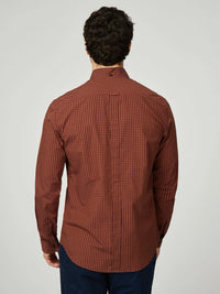 Ben Sherman Signature Gingham Long Sleeve Shirt in Wine