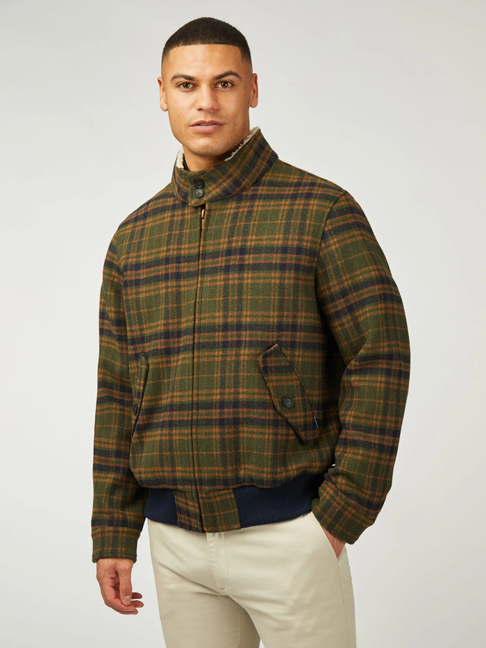 Ben Sherman Wool Check Harrington Jacket