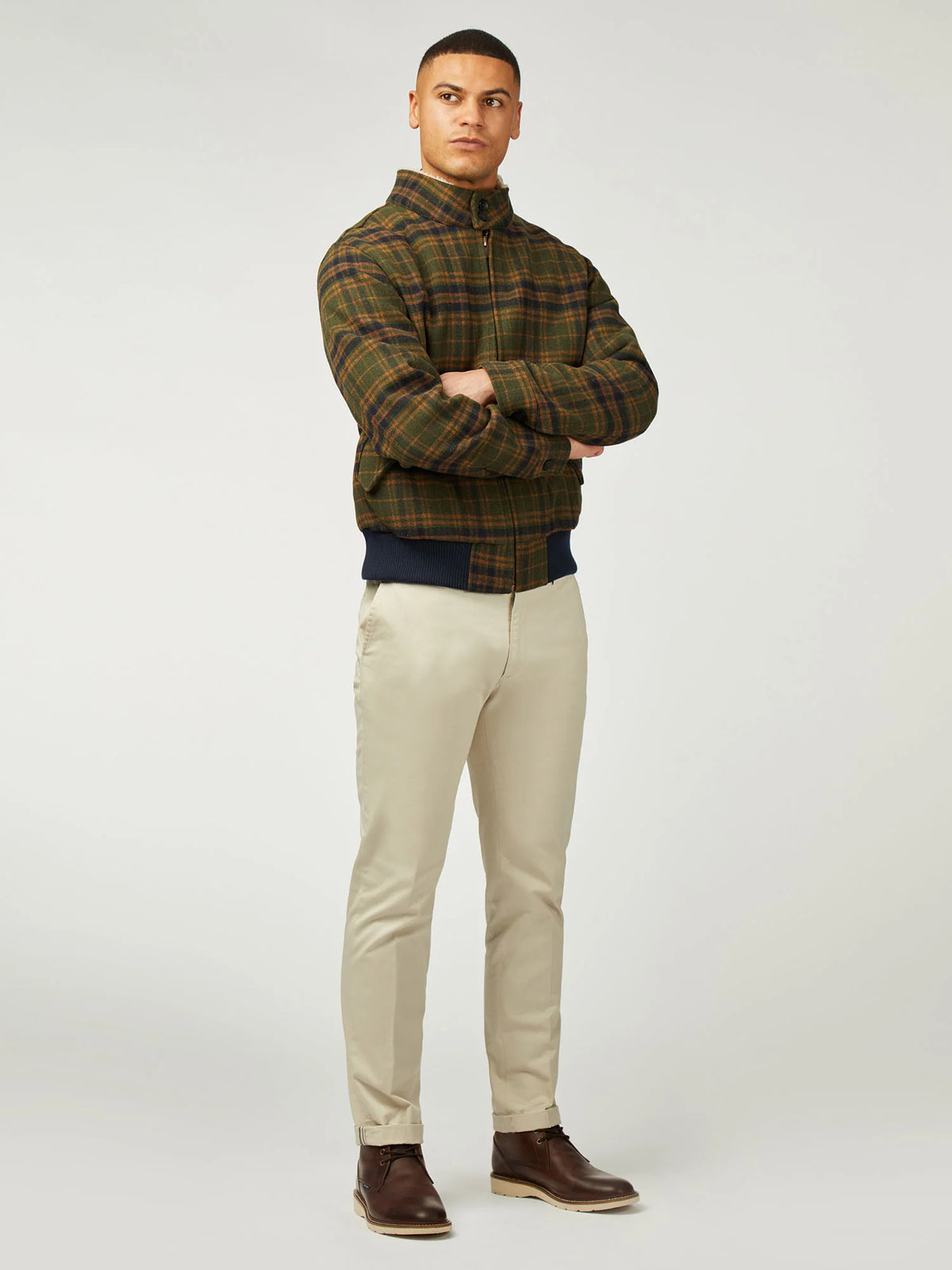 Ben Sherman Wool Check Harrington Jacket
