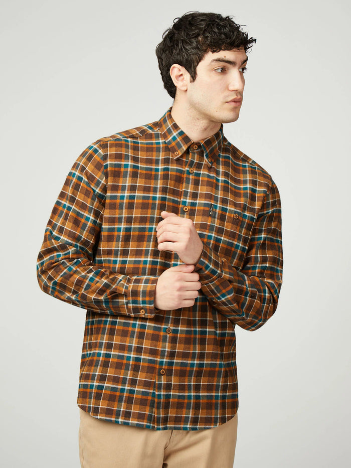 Ben Sherman Brushed Plaid Check in Brown
