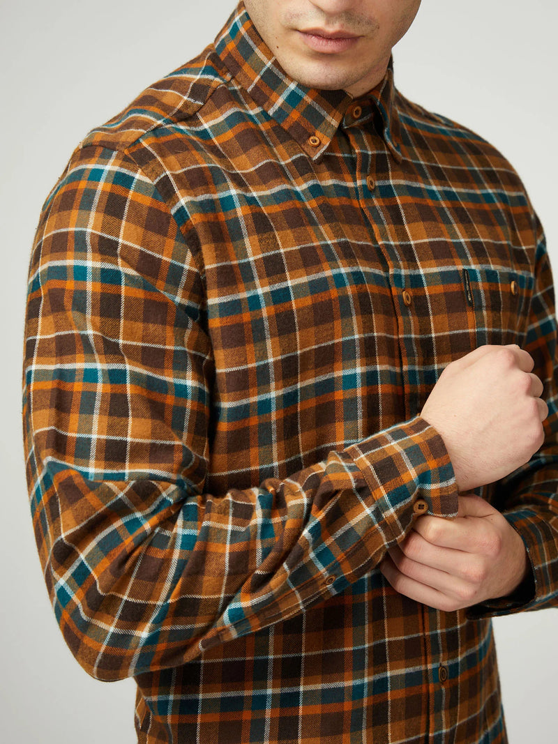 Ben Sherman Brushed Plaid Check in Brown