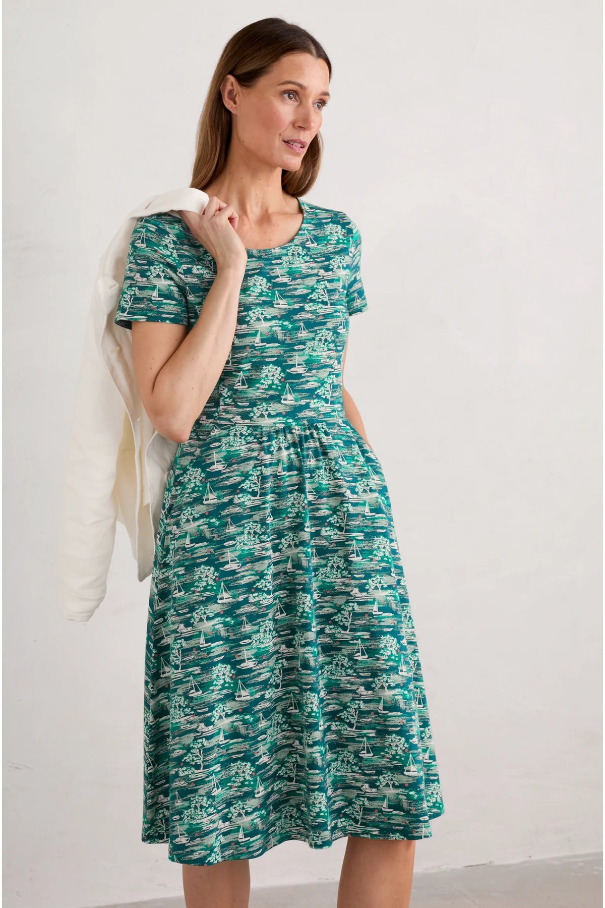 Seasalt S/S April Dress - Helford Boats Dark Wreckage