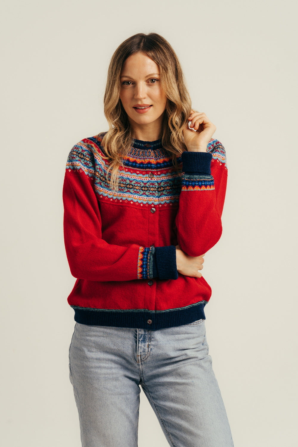 Eribe Alpine Short Cardigan in Cherry