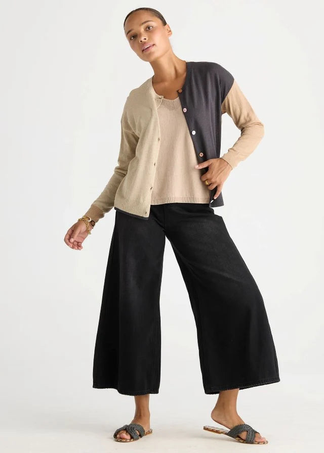 LD + Co Colour Block Cardi in Natural LC 8869