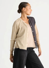 LD + Co Colour Block Cardi in Natural LC 8869