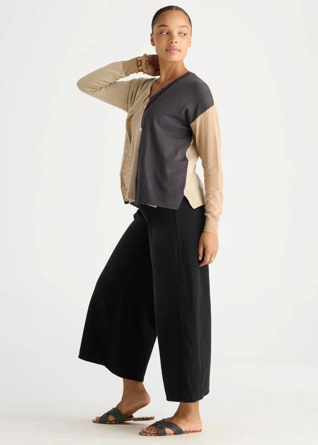 LD + Co Colour Block Cardi in Natural LC 8869