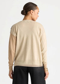 LD + Co Colour Block Cardi in Natural LC 8869