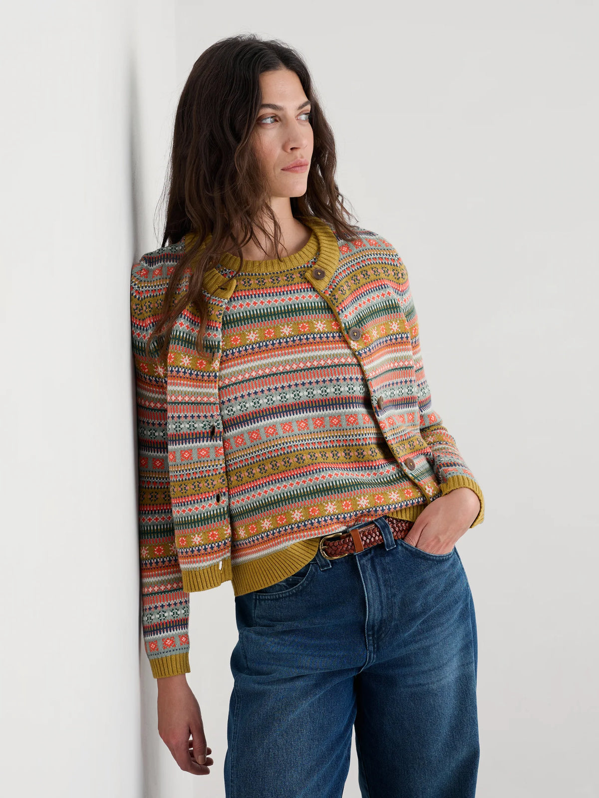 Seasalt Cove Cottage Fair Isle Cardigan in Carved Pear Relief Multi