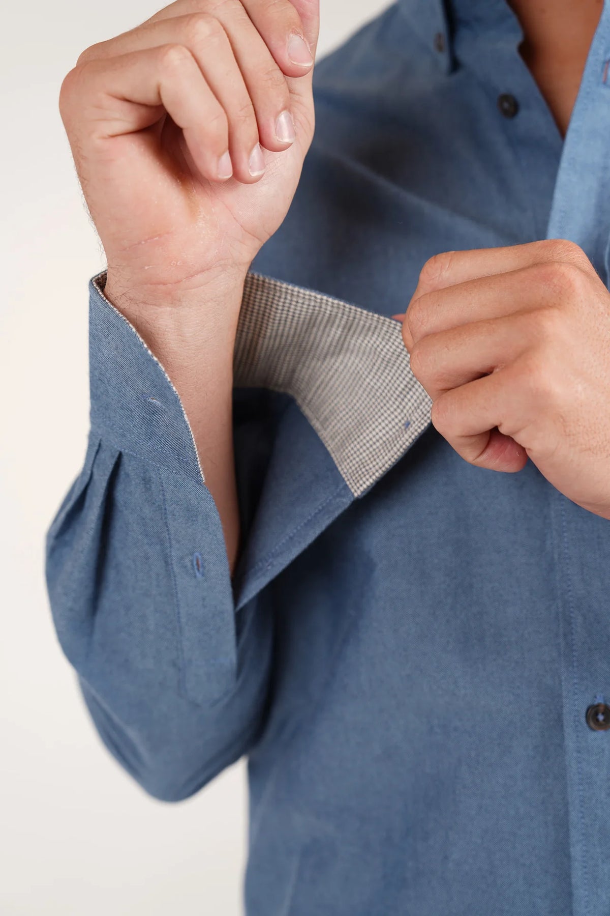 James Harper Oxford Long Sleeve Shirt in Blue Steel