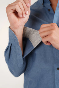 James Harper Oxford Long Sleeve Shirt in Blue Steel