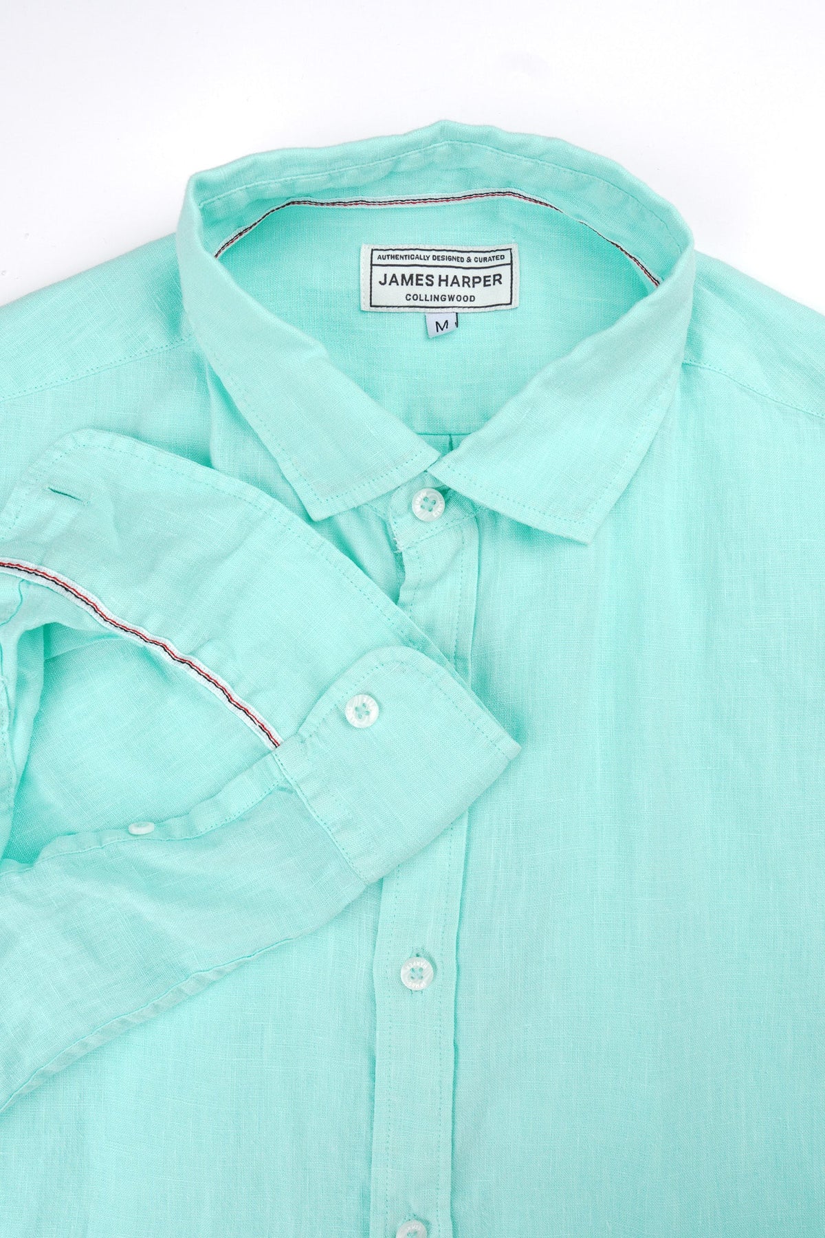 James Harper Pure Linen LS Shirt in Mint JHS725