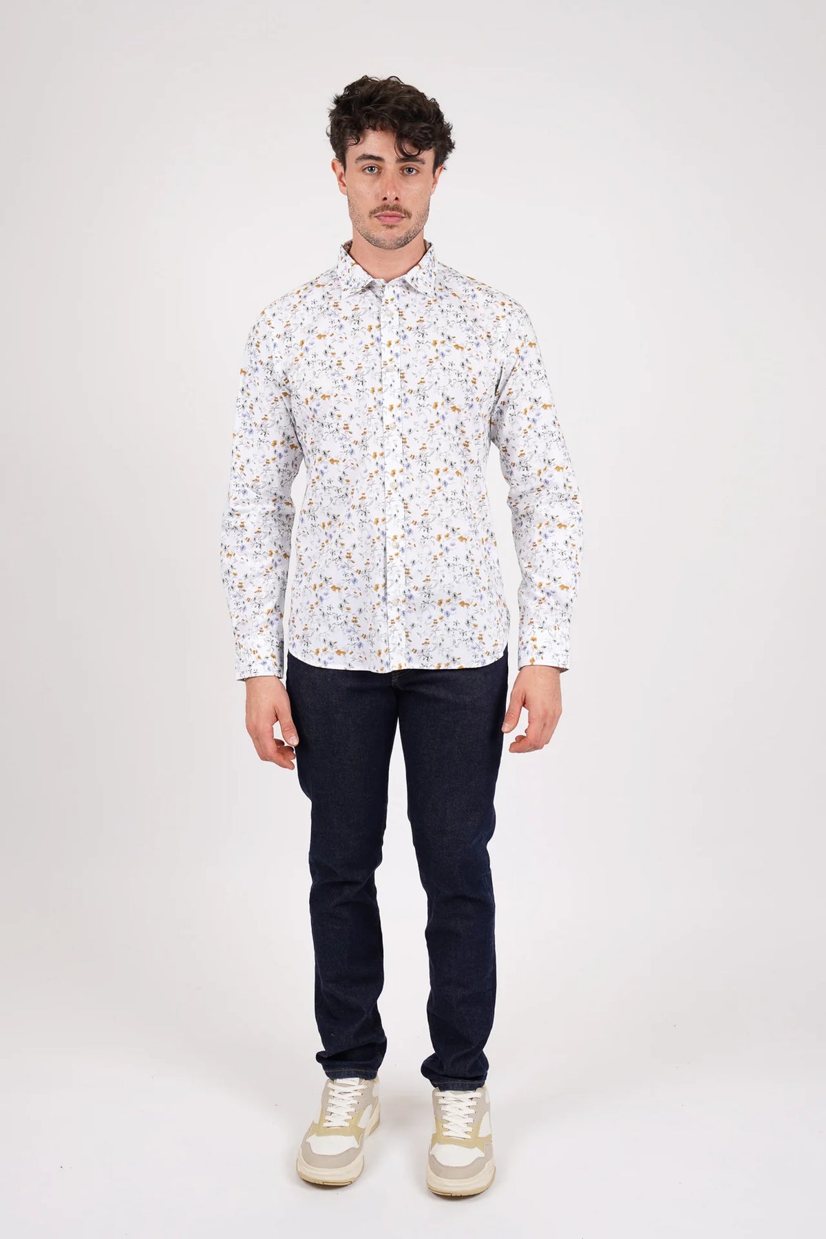 James Harper Sage Floral Long Sleeve Shirt