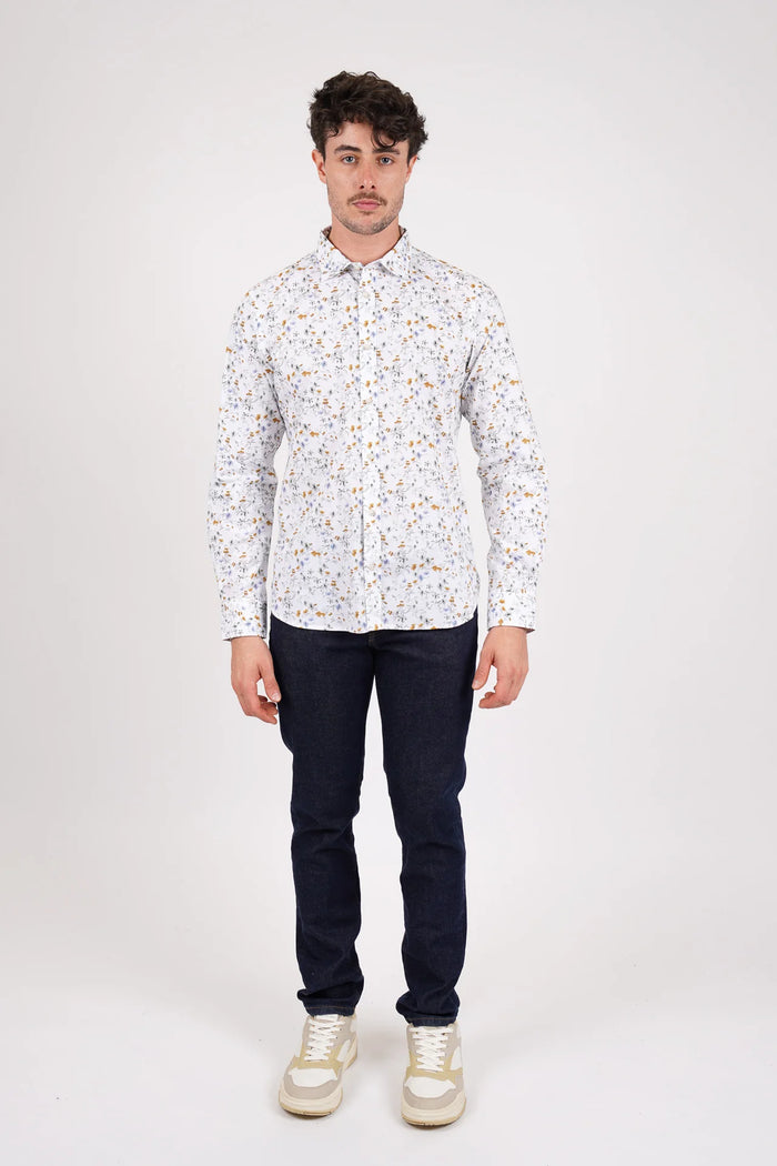 James Harper Sage Floral Long Sleeve Shirt