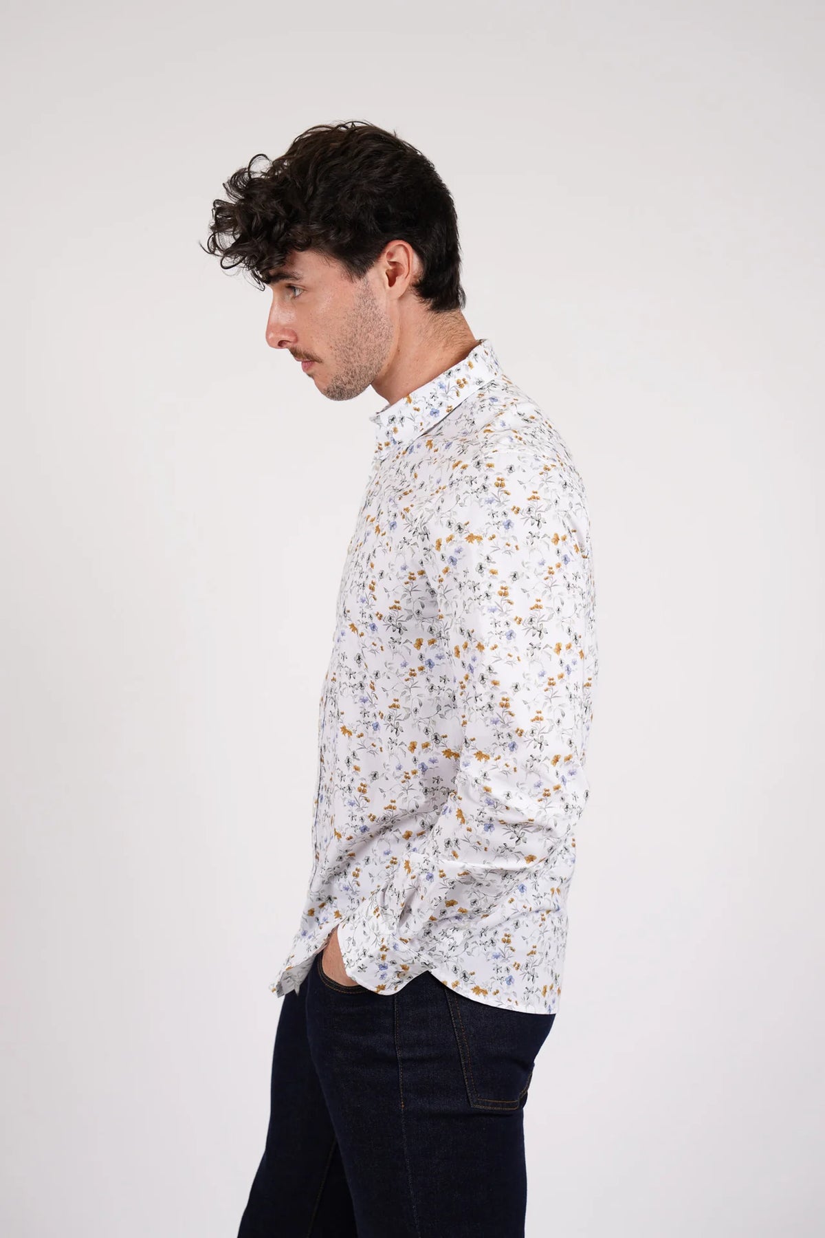 James Harper Sage Floral Long Sleeve Shirt