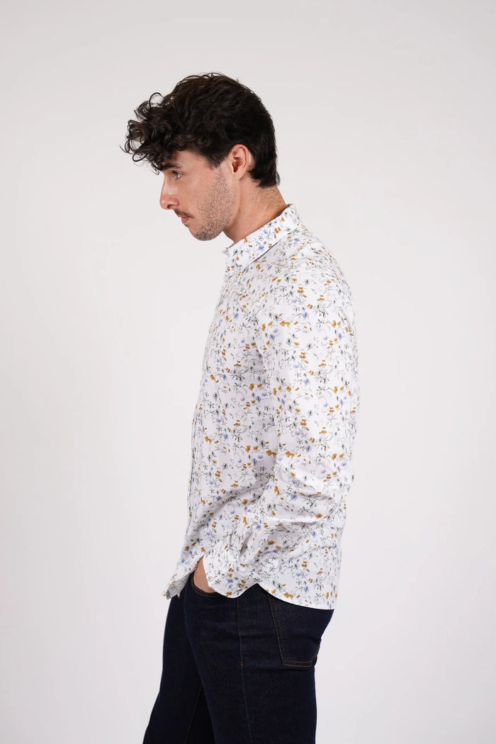 James Harper Sage Floral Long Sleeve Shirt