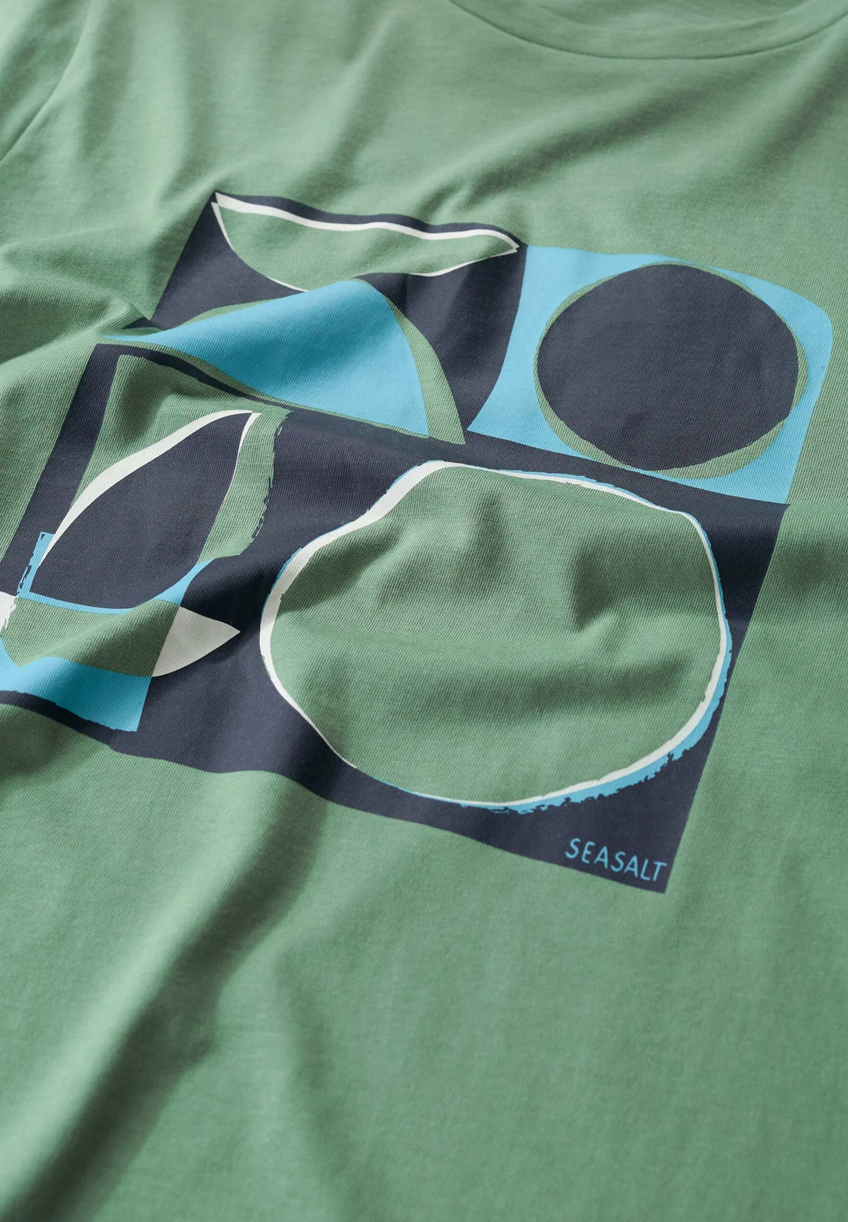 Seasalt Mens Midwatch T-Shirt Cutout Shapes Dark Pistachio