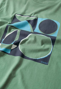 Seasalt Mens Midwatch T-Shirt Cutout Shapes Dark Pistachio